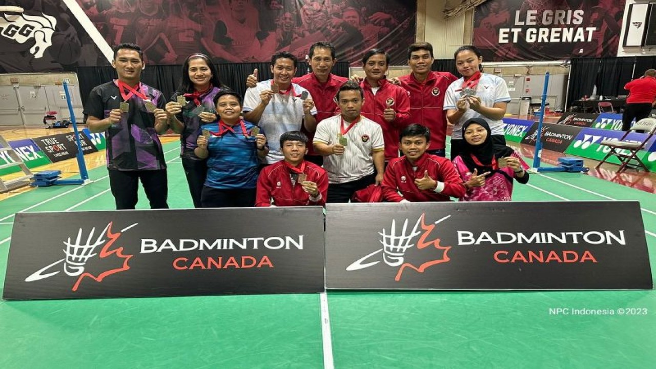 Tim para-bulu tangkis Indonesia membawa pulang empat medali emas, tiga perak, dan tiga perunggu dari ajang Canadian Para-Badminton International  2023 di Ottawa, Kanada, pada 14-18 Juni 2023. (ANTARA/HO-NPC Indonesia)