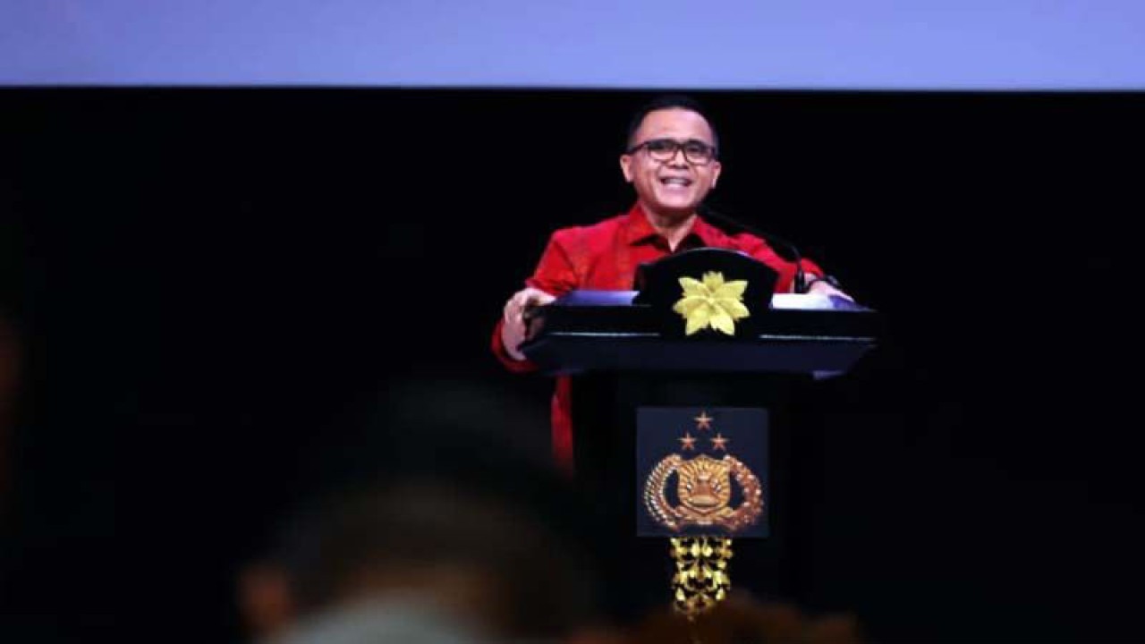Menteri Pendayagunaan Aparatur Negara dan Reformasi Birokrasi Abdullah Azwar Anas dalam acara Musyawarah Rencana Pembangunan (Musrenbang) Polri 2023, di Nusa Dua, Bali, Kamis (6/7/2023). (ANTARA/HO-Kementerian PAN-RB/am)