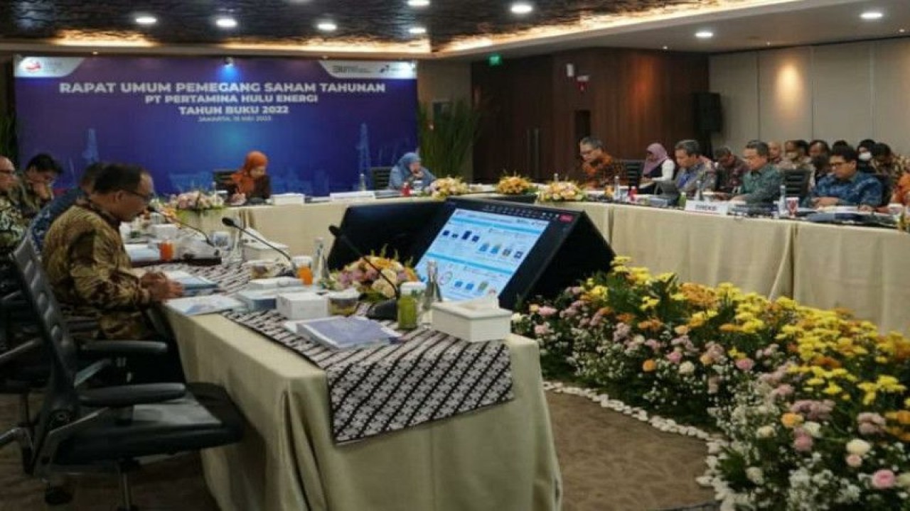 Suasana Rapat Umum Pemegang Saham Tahunan (RUPST) PT Pertamina Hulu Energi Tahun Buku 2022 di Jakarta, Senin (15/5/2023). ANTARA/HO-Pertamina Hulu Energi