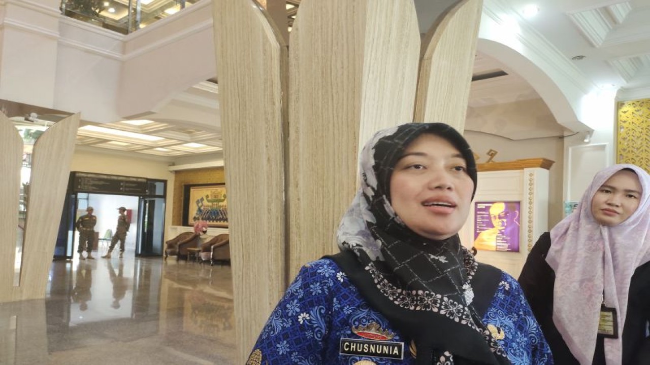 Wakil Gubernur (Wagub) Lampung Chusnunia Chalim saat memberi keterangan mengenai perkembangan ekosistem kewirausahaan di daerahnya, di Bandarlampung, Senin (17/7/2023). ANTARA/Ruth Intan Sozometa Kanafi