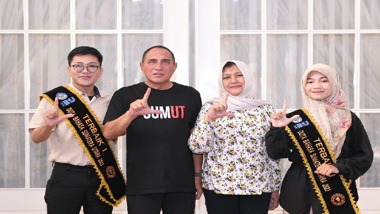 Gubernur Sumatera Utara, Edy Rahmayadi saat menerima audiensi finalis Duta Bahasa asal Sumut, di Medan. ANTARA/HO-Dokumentasi pribadi