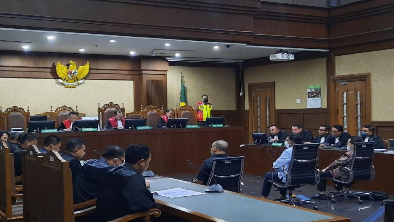 Persidangan lanjutan mantan Menteri Komunikasi dan Informatika (Menkominfo) Johnny G. Plate, terdakwa kasus dugaan korupsi BTS 4G, di Pengadilan Tindak Pidana Korupsi (Tipikor) Jakarta Pusat, Selasa (11/7/2023). ANTARA/Fath Putra Mulya