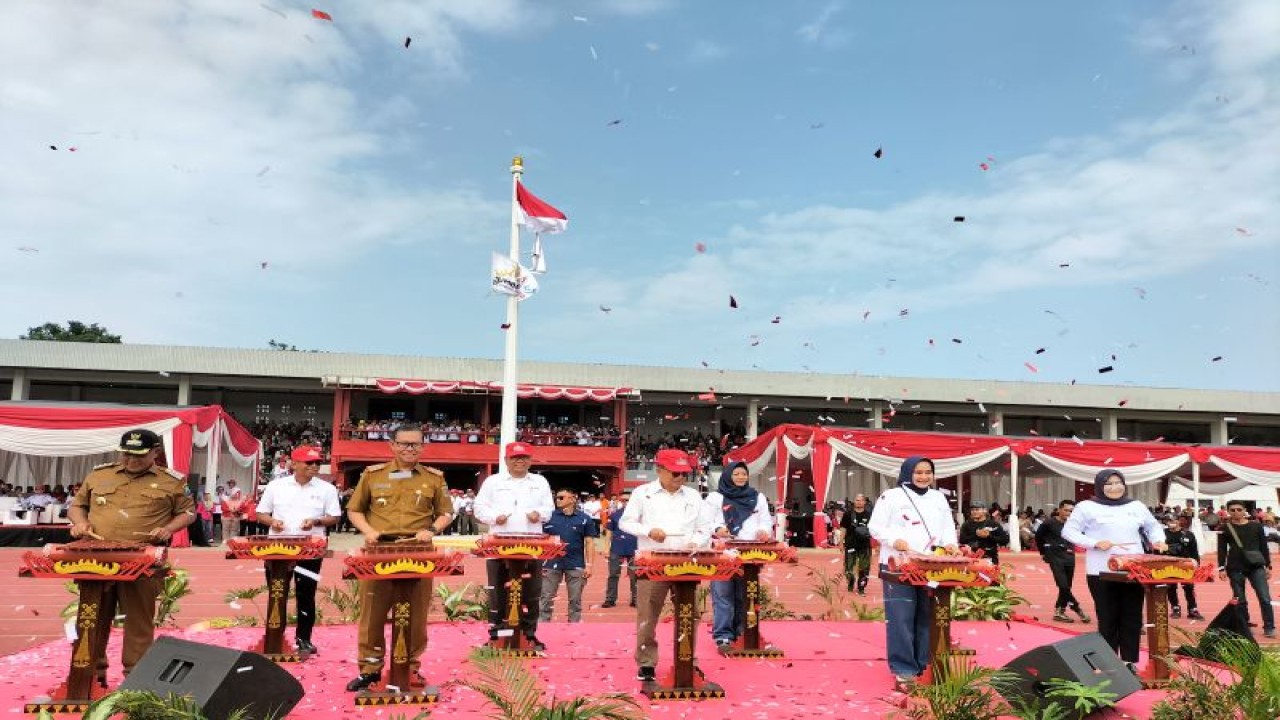 Suasana pembukaan Jumbara PMR Tingkat Nasional IX/2023 di Kecamatan Kalianda, Kabupaten Lampung Selatan, Provinsi Lampung, Selasa (4/7/2023). ANTARA/Riadi Gunawan