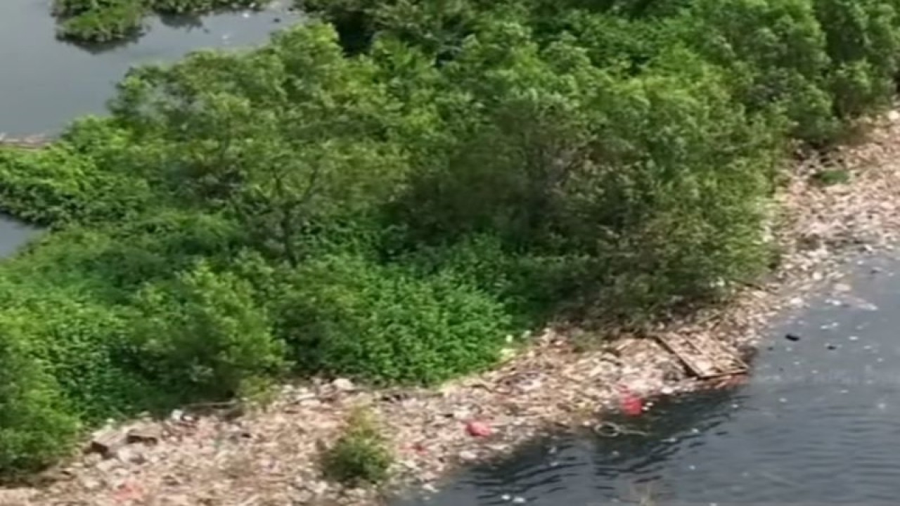 Tumpukan sampah di salah satu bibir Pantai Mangrove Muara Angke, Jakarta Utara, Senin (10/7/2023). ANTARA/Instagram /@lensa_berita_jakarta/Siti