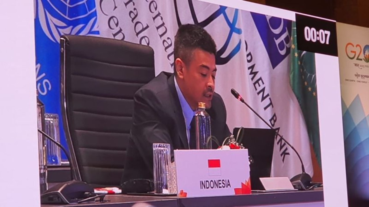 Arsip - Direktur Perundingan Antar Kawasan dan Organisasi Internasional Kemendag Reza Pahlevi Chairul saat menghadiri Pertemuan Pertama Kelompok Kerja Perdagangan dan Investasi (Trade and Investment Working Group/TIWG) G20 India 2023 di Mumbai, India, 28-30 Maret 2023. ANTARA/HO-Kementerian Perdagangan/Pri.