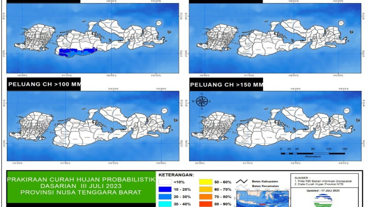 Peta kondisi cuaca di NTB (ANTARA/HO-Humas BMKG NTB)