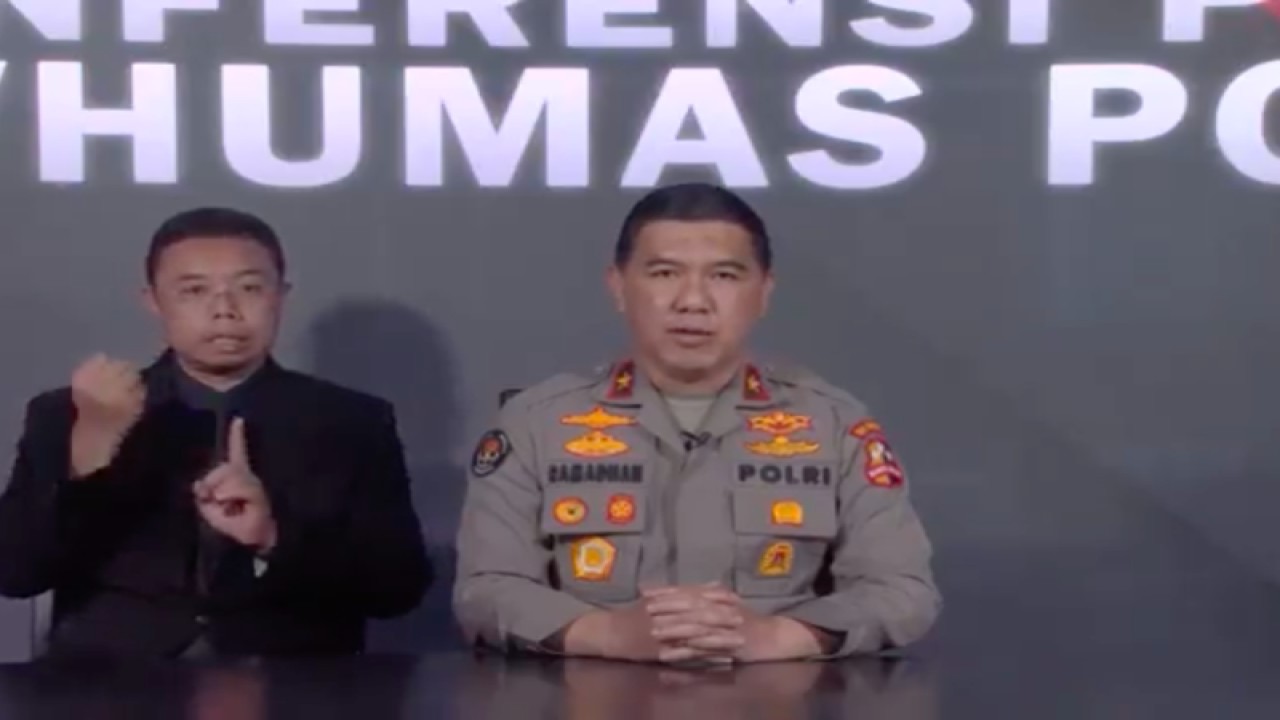 Tangkapan layar- Kepala Biro Penerangan Masyarakat (Karopenmas) DivHumas Polri Brigjen Pol. Ahmad Ramadhan dalam video tapping rilis harian di Mabes Polri Jakarta, Jumat (21/7/2023). (ANTARA/Laily Rahmawaty)
