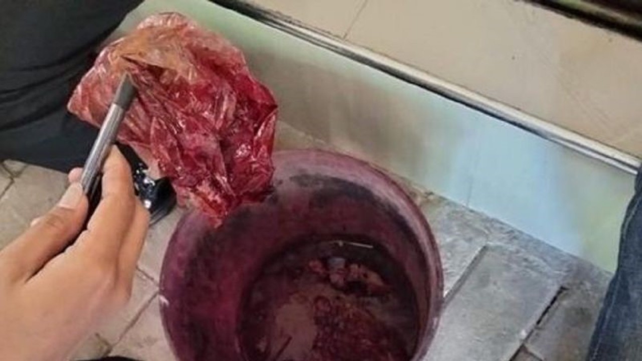 Tim gabungan dari polisi, TNI, dan DLH Pamekasan menemukan wadah bekas zat pewarna batik di sekitar Dam Klampar, Pamekasan, Senin (10/7/2023). (ANTARA/HO-DLH Pamekasan)
