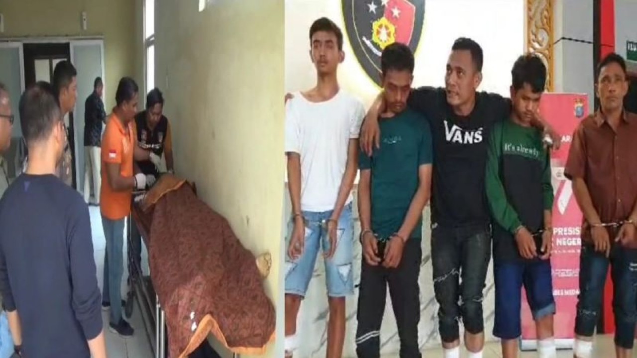 Empat pelaku begal yang dilumpuhkan yakni AW, HN, FAW, MN, dan penadah barang IS ditahan di Polrestabes Medan, Senin (10/7/2023). ANTARA/HO-Humas Polrestabes Medan.
