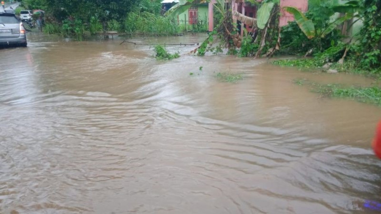 Salah satu jalan di Kabupaten Bengkulu Tengah yang terendam banjir. ANTARA/Anggi Mayasari