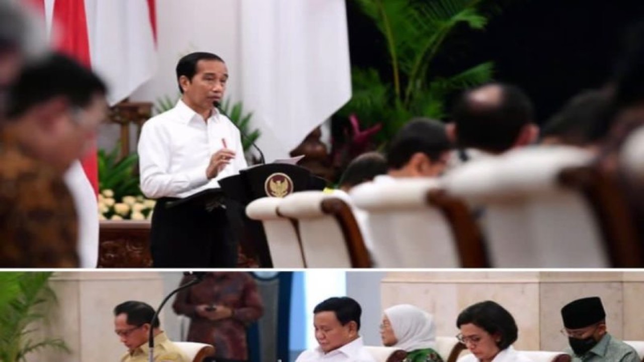 Menteri Keuangan Sri Mulyani saat Rapat Kabinet Paripurna di Istana Negara, Jakarta, Senin (3/7/2023). (ANTARA/Instagram/@smindrawati)