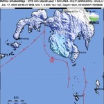 Tangkapan layar titik gempa bumi di Kepulauan Sangihe, Sulawesi pada Senin (17/7/2023). ANTARA/bmkg.go.id-1689665224