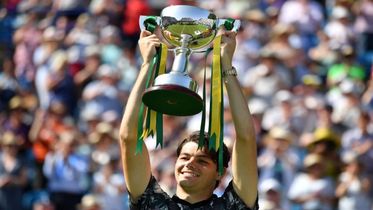Foto arsip - Petenis AS Taylor Fritz . (ANTARA/AFP/BEN STANSALL)