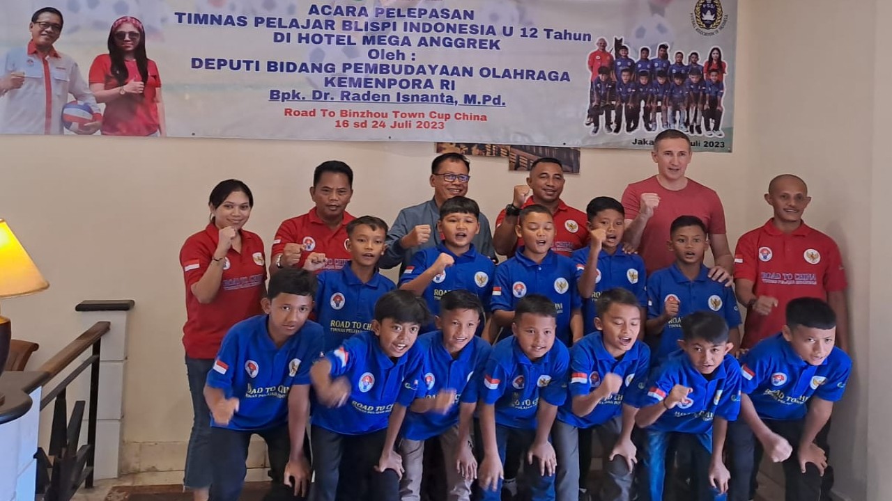 Timnas Pelajar Blispi Indonesia U-12 yang akan berlaga di Turnamen Binzhou Town Cup 2023 China. 