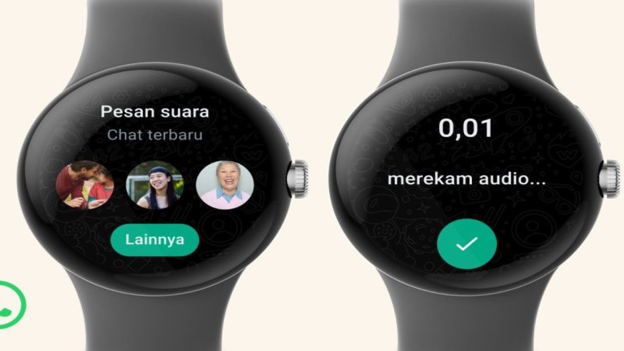 Tampilan WhatsApp di jam tangan pintar dengan WearOS. (ANTARA/blog Pusat Bantuan WhatsApp)