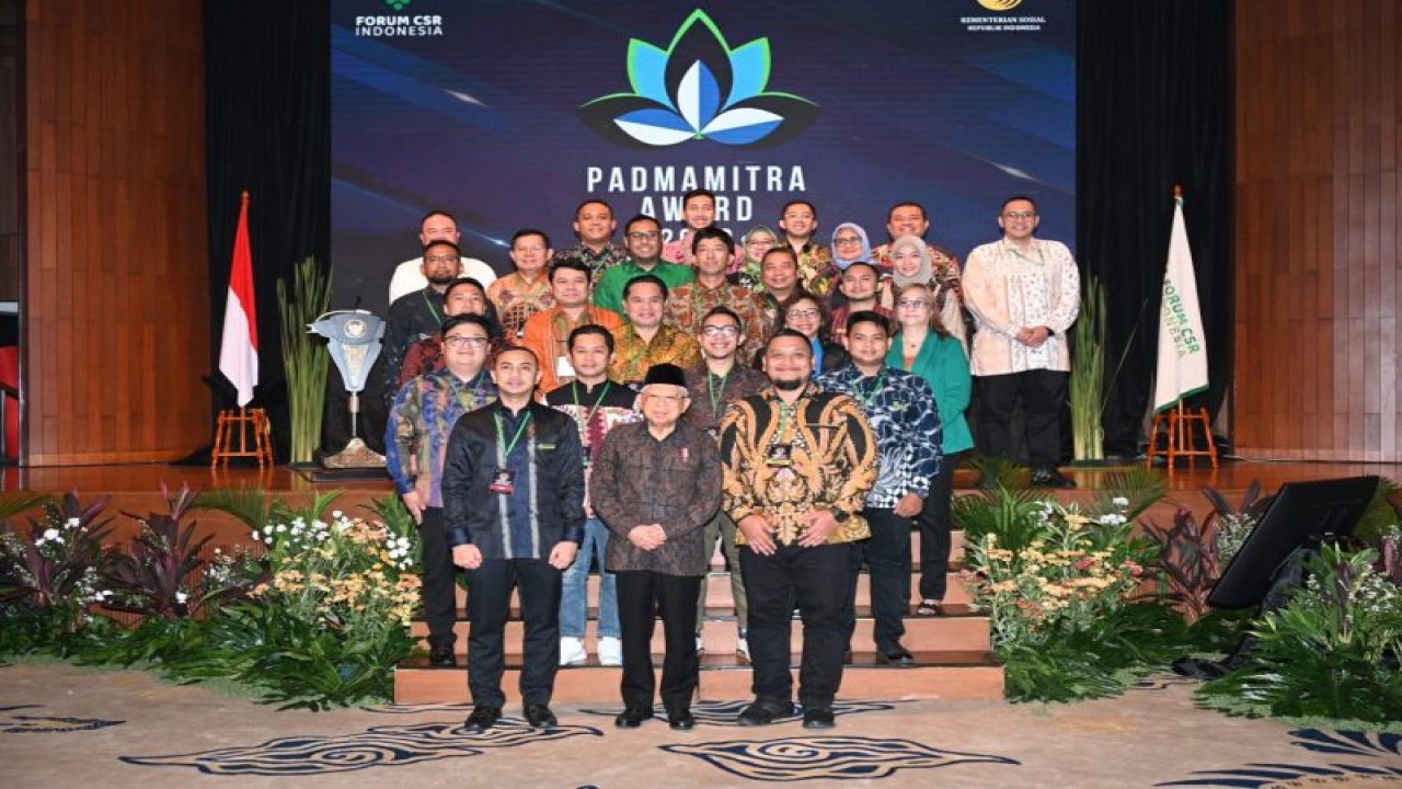 Wakil Presiden Ma’ruf Amin saat menghadiri acara Padmamitra Award Tahun 2022 Forum Corporate Social Responsibility Indonesia di Jakarta, Rabu (5/7/2023). ANTARA/HO-BPMI Setwapres