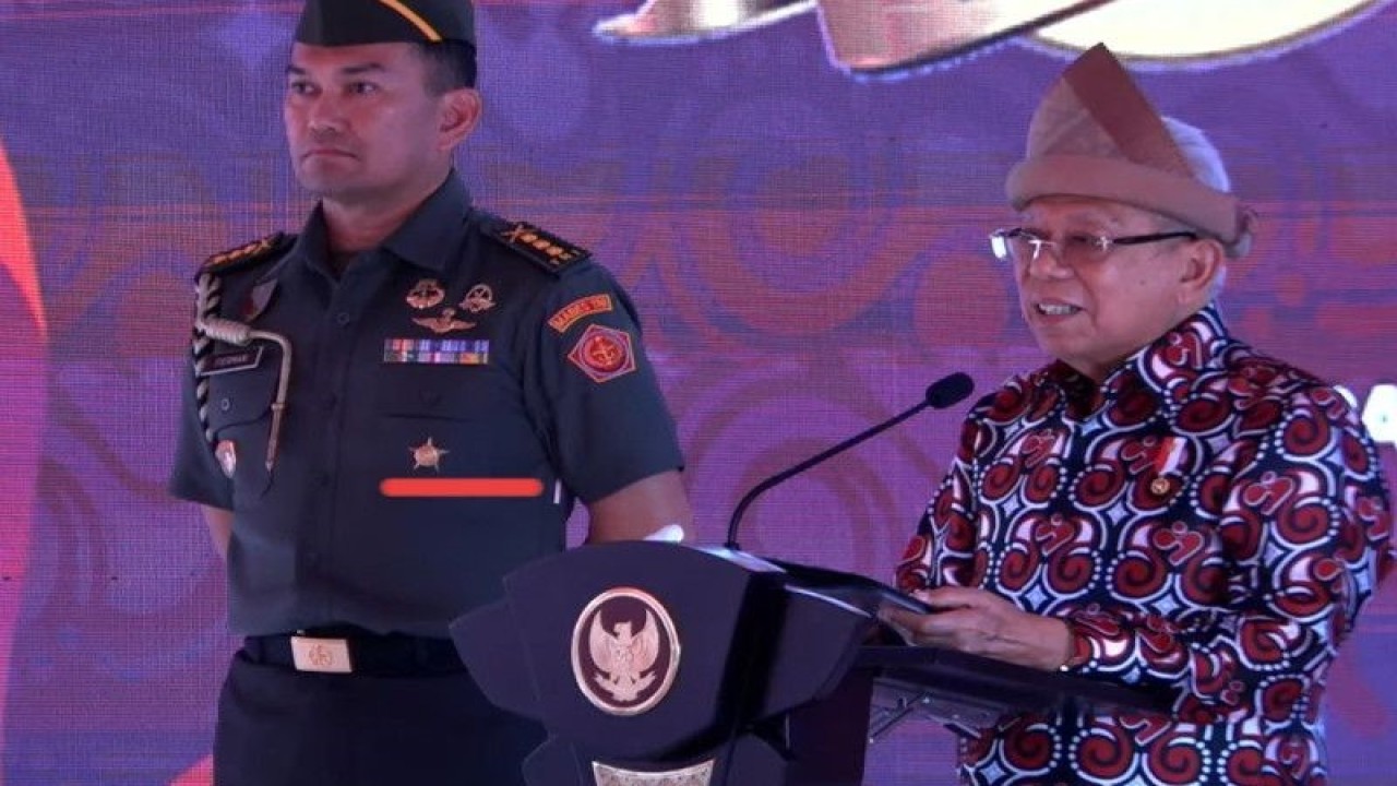 Tangkapan layar Wakil Presiden Ma’ruf Amin memberikan arahan pada acara Puncak Peringatan Hari Keluarga Nasional ke-30 Tahun 2023, di Banyuasin, Sumatra Selatan, Kamis (7/7/2023). ANTARA/Rangga Pandu Asmara Jingga