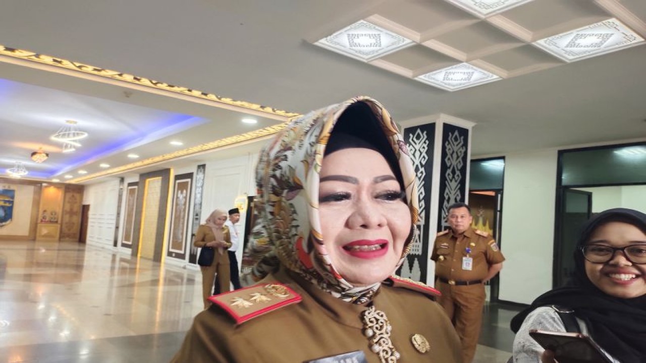 Kepala Dinas Kesehatan (Dinkes) Provinsi Lampung Reihana saat memberi keterangan terkait ISPA di musim kemarau. Bandarlampung, Selasa (15/8/2023). ANTARA/Ruth Intan Sozometa Kanafi.