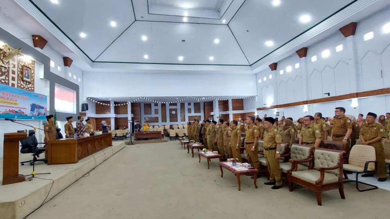 Pemerintah Provinsi Bengkulu berkolaborasi dengan KPK RI dalam meningkatkan kesadaran aparatur sipil negara setempat dalam mencegah potensi tindakan korup di lingkungan pemerintahan daerah, di Bengkulu, Selasa. (29/8/2023) (ANTARA/Boyke Ledy Watra)