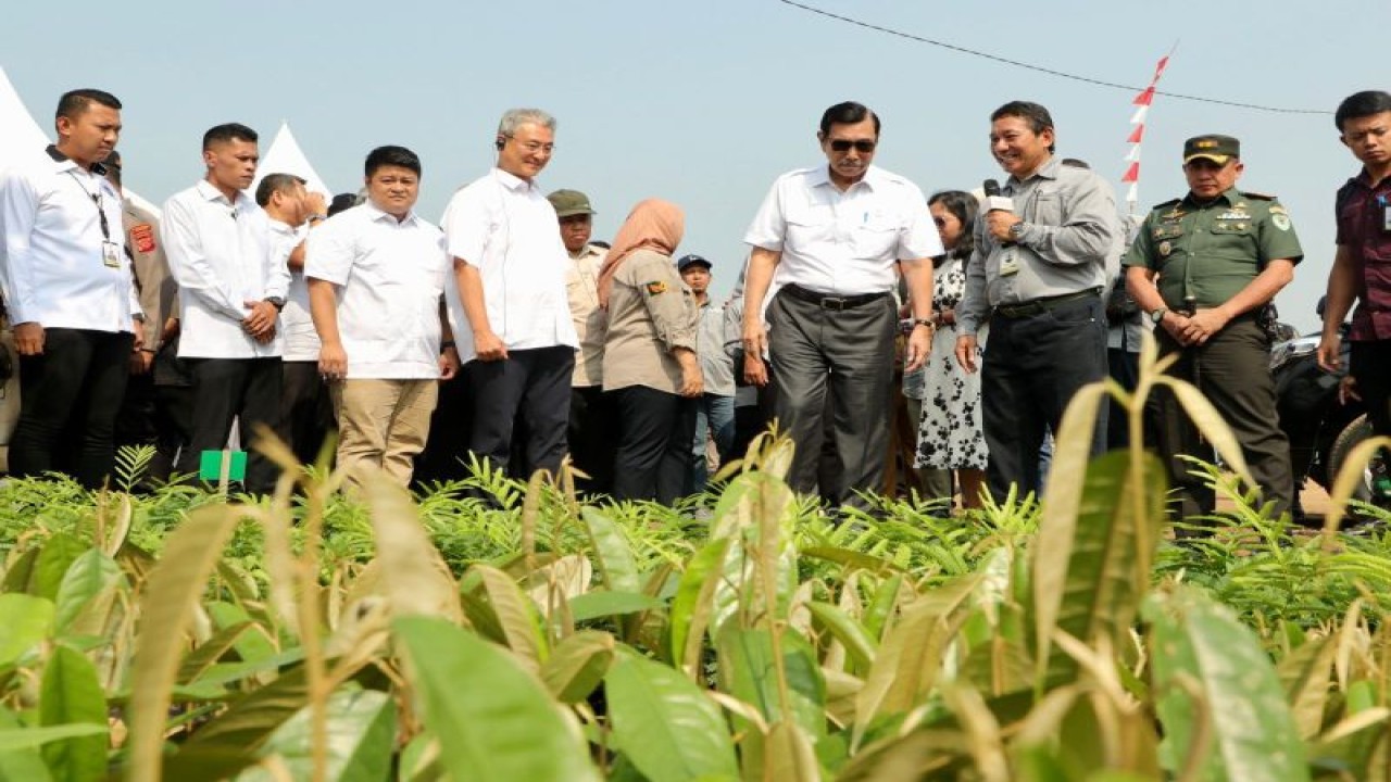 Menko Kemaritiman dan Investasi Luhut Binsar Pandjaitan (ketiga kanan) dalam kunjungan ke Hulu DAS Citarum Desa Ciminyak, Cililin, Kabupaten Bandung Barat, Jawa Barat, Selasa (29/8/2023). ANTARA/HO Kemenko Kemaritiman dan Investasi
