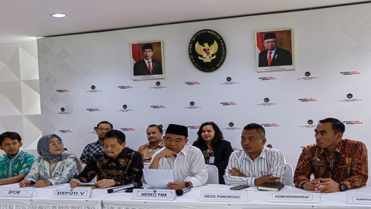 Konferensi Pers penyelenggaraan Pawai Budaya Reog Ponorogo yang akan digelar di Jakarta pada Minggu (27/8/2023). (ANTARA/Asep Firmansyah)