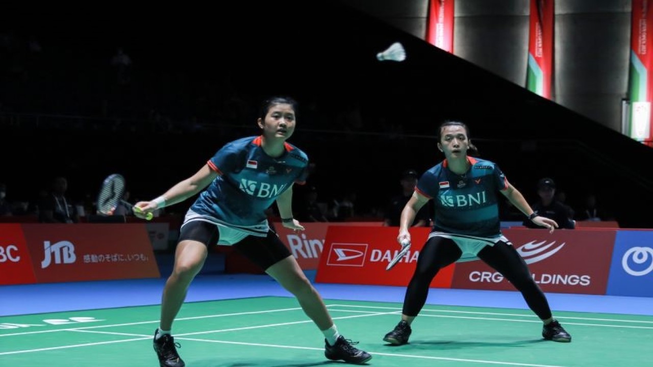 Pasangan ganda putri Indonesia Febriana Dwipuji Kusuma/Amallia Cahaya Pratiwi berlaga di Japan Open 2023 pada Rabu (26/7/2023). (ANTARA/HO/PBSI)