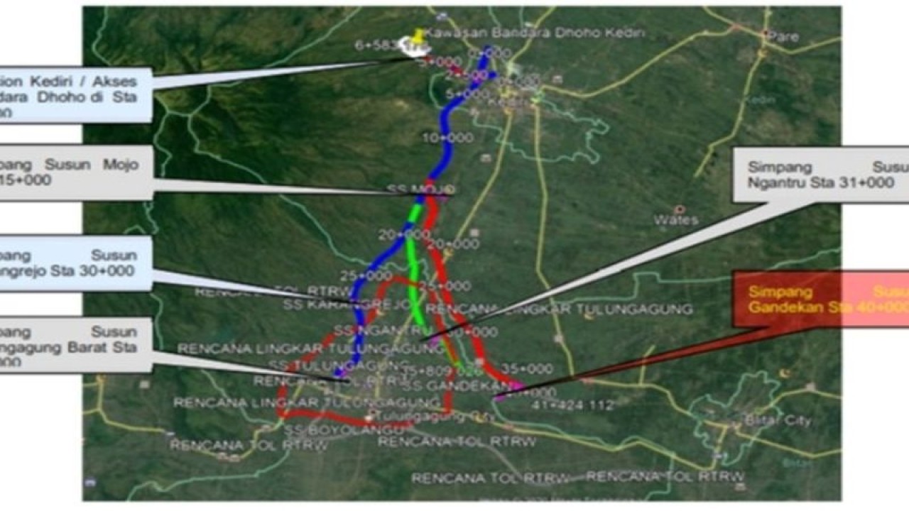 Profil proyek jalan tol Kediri-Tulungagung (ANTARA/HO - http://simpulkpbu.pu.go.id/)