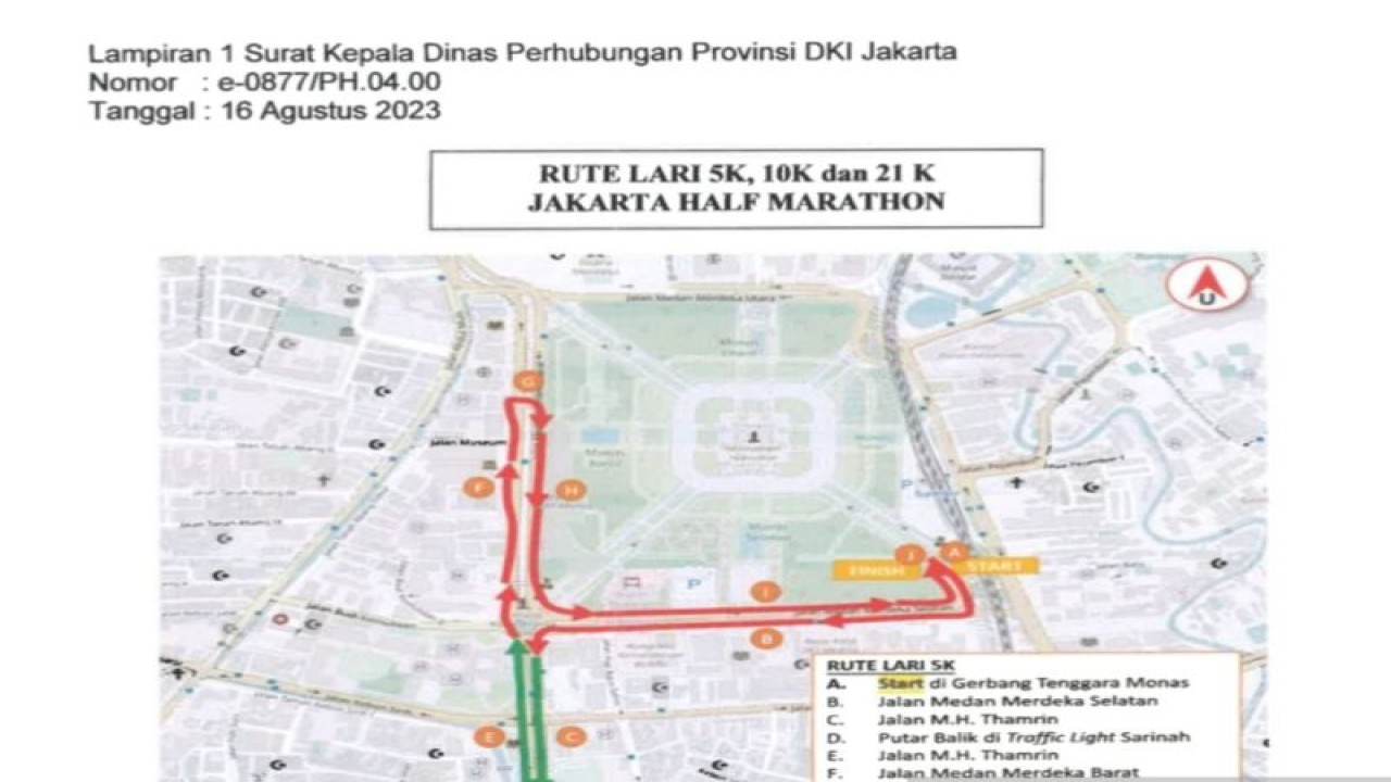 Rekayasa lalu lintas (lalin) saat Jakarta Half Marathon pada Minggu (20/8/2023) yang akan dimulai pukul 05.00-10.00 WIB. ANTARA/HO-Dinas Perhubungan DKI Jakarta