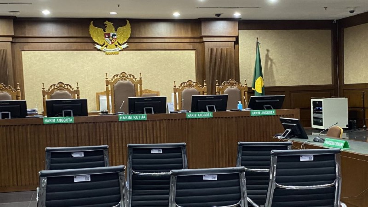 Ruang sidang di Pengadilan Tindak Pidana Korupsi (Tipikor) pada Pengadilan Negeri Jakarta Pusat. (ANTARA/Fath Putra Mulya)