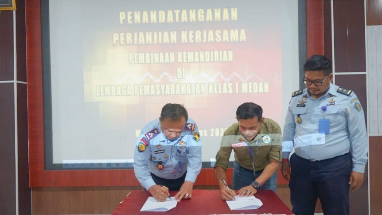 Lapas Kelas I Medan melakukan kerja sama dengan pihak stakeholder dengan tujuan melakukan pelatihan kepada para WBP. (ANTARA/HO-Lapas Kelas I Medan)