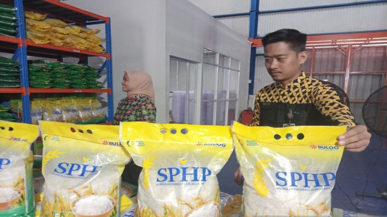 Ilustrasi beras Stabilisasi Pangan dan Harga Pasokan (SPHP) yang disiapkan Bulog untuk Operasi Pasar saat terjadi kenaikan harga beras di pasaran. ANTARA/ Suriani Mappong