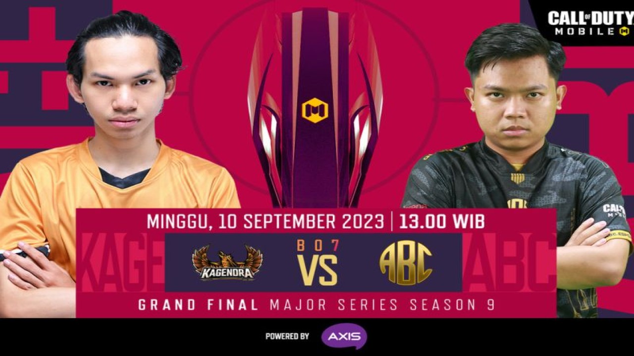 Poster dua tim esports Indonesia yaitu Kagendra dan ABC Esports siap berhadapan di babak grand final Call of Duty:Mobile (CODM) Major Series 9. (ANTARA/HO/Garena Indonesia)