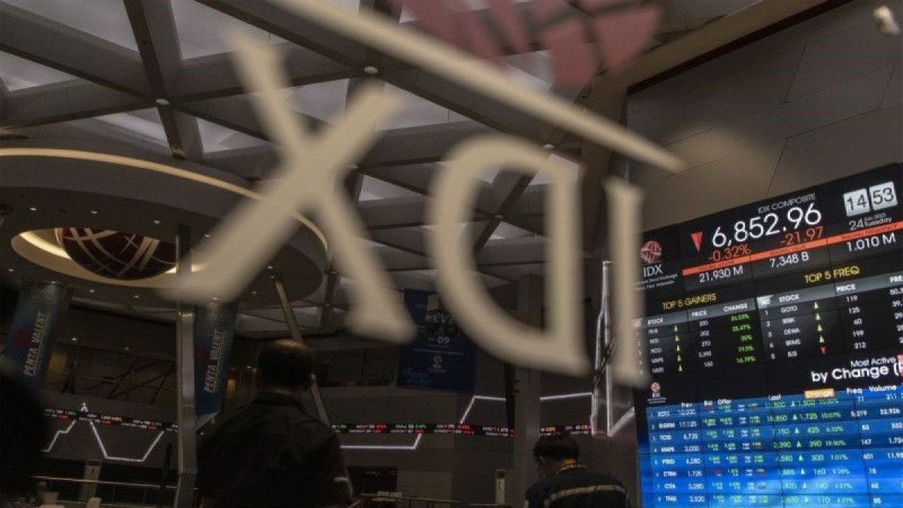 Ilustrasi - Karyawan melintas di depan layar monitor pergerakan Indeks Harga Saham Gabungan (IHSG) di Bursa Efek Indonesia, Jakarta, Selasa (24/1/2023). ANTARA FOTO/Muhammad Adimaja/aww.