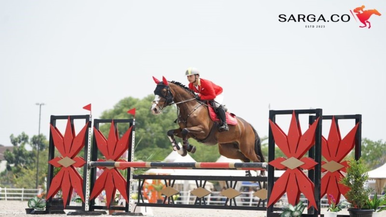 Atlet equistrian dalam Kejuaraan Nasional Pordasi Equistrian 2023 sekaligus menjadi Babak Kualifikasi Pekan Olahraga Nasional (PON) 2024 Aceh-Sumatera Utara yang berlangsung di Jakarta Equestrian Park, Jakarta, Selasa (19/09/2023). (ANTARA/HO-PP Pordasi)