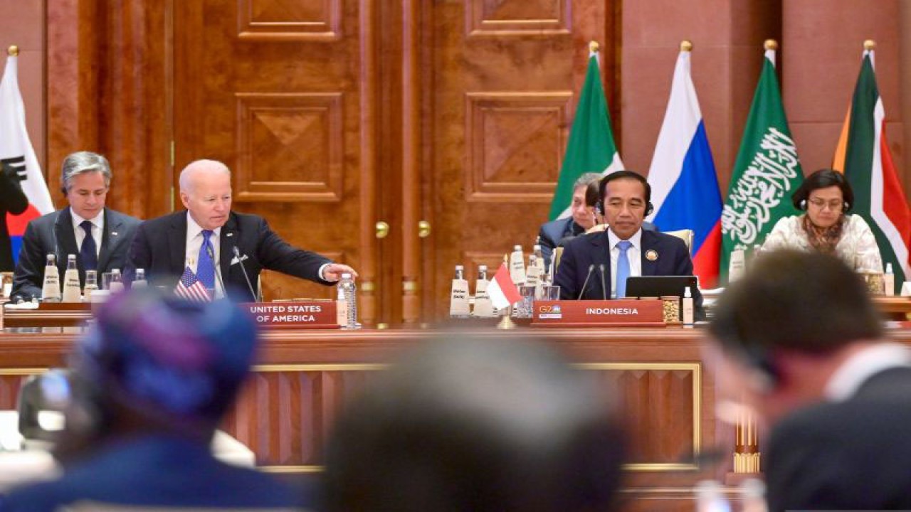 Presiden Joko Widodo saat menghadiri hari pertama KTT G20 di India, Sabtu (9/9/2023). ANTARA/HO-Biro Pers Sekretariat Presiden.