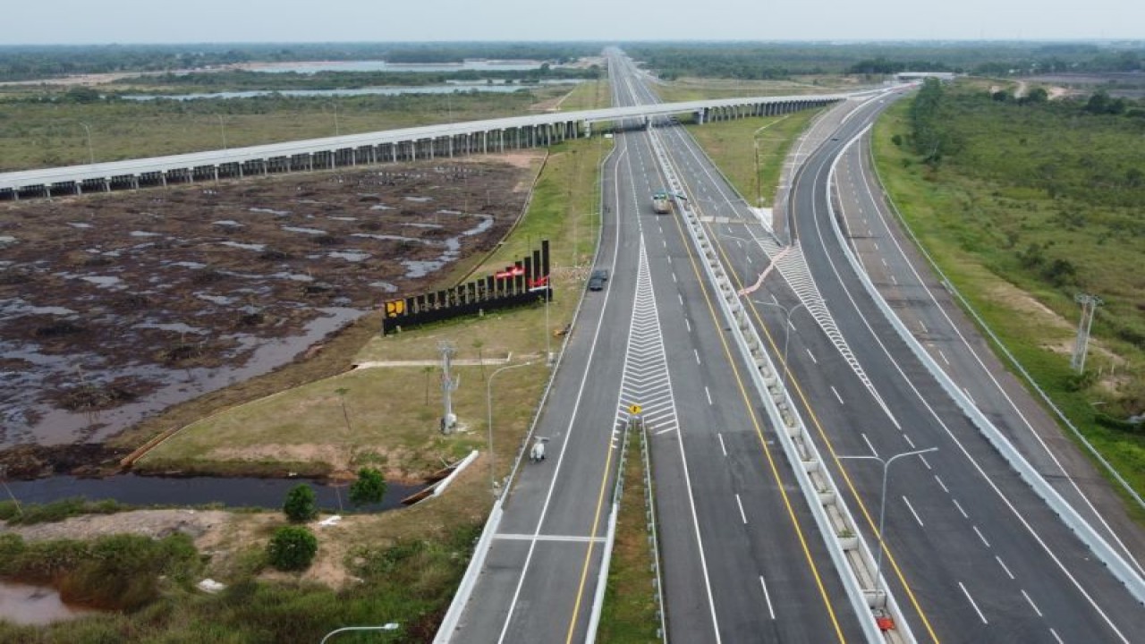 Jalan Tol Trans Sumatera (JTTS) yaitu jalan tol Indralaya-Prabumulih (ANTARA/HO-Corcom PT Hutama Karya)