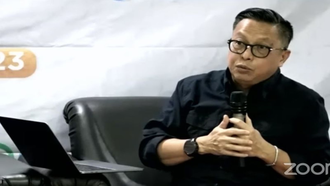 Tangkapan layar siaran Direktur Jenderal Penegakan Hukum KLHK Rasio Ridho Sani dalam FGD Ombudsman RI di Jakarta, Kamis (21/9/2/2023. (ANTARA/Astrid Faidlatul Habibah)