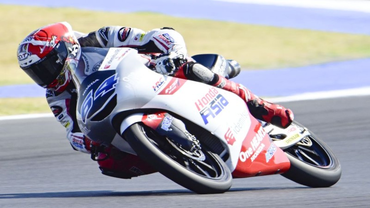 Mario Suryo Aji saat membalap di Moto3 San Marino, Italia, Minggu 10 September 2023.