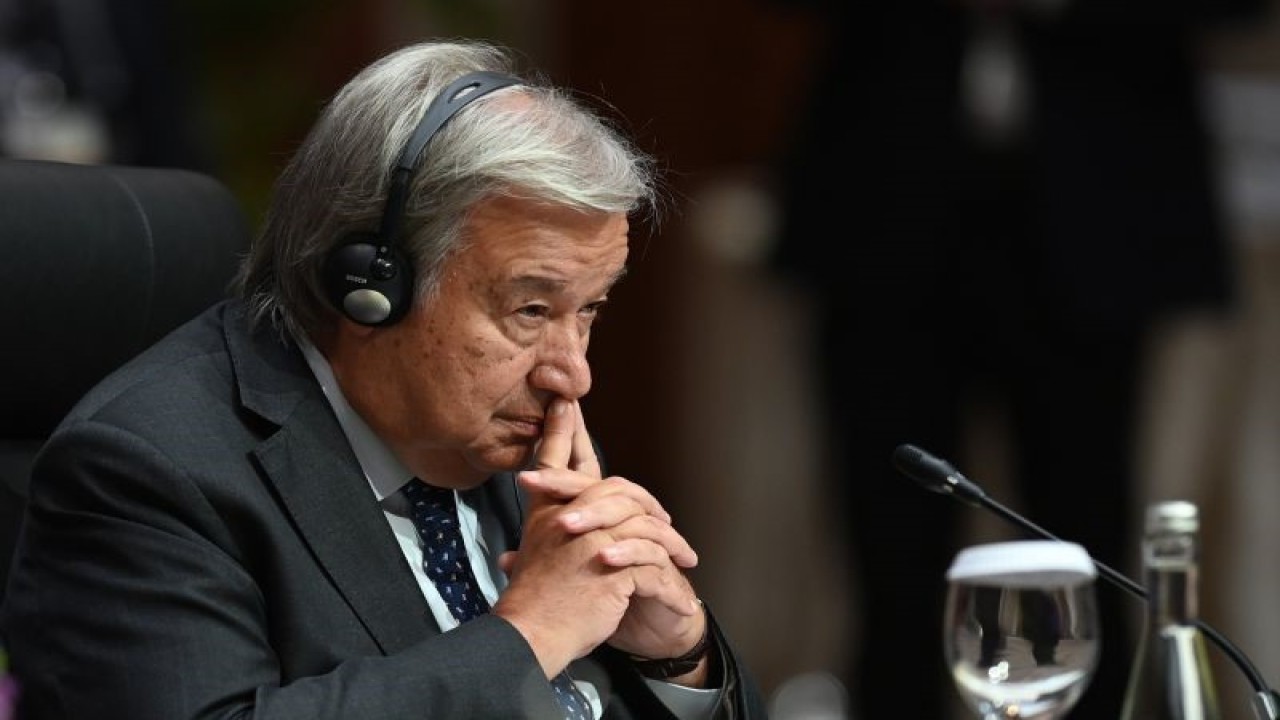 Sekjen PBB Antonio Guterres mendengarkan paparan saat KTT ASEAN-PBB di Jakarta Convention Center, Jakarta, Kamis (7/9/2023). ANTARA FOTO/MEDIA CENTER KTT ASEAN 2023/M Agung Rajasa/PRAS (ANTARA FOTO/M Agung Rajasa)