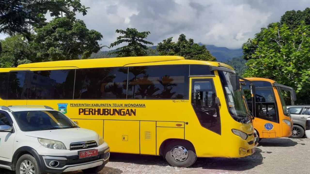 Bus yang dibeli Pemkab Teluk Wondama untuk transportasi massal. ANTARA/HO-ZACK TONU B