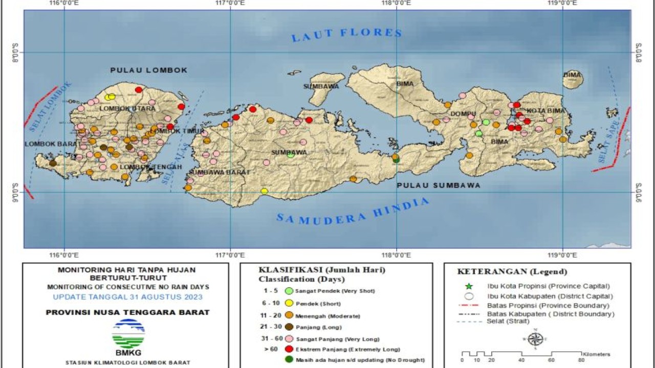 Peta cuaca di wilayah NTB (ANTARA/HO-Humas BMKG NTB)