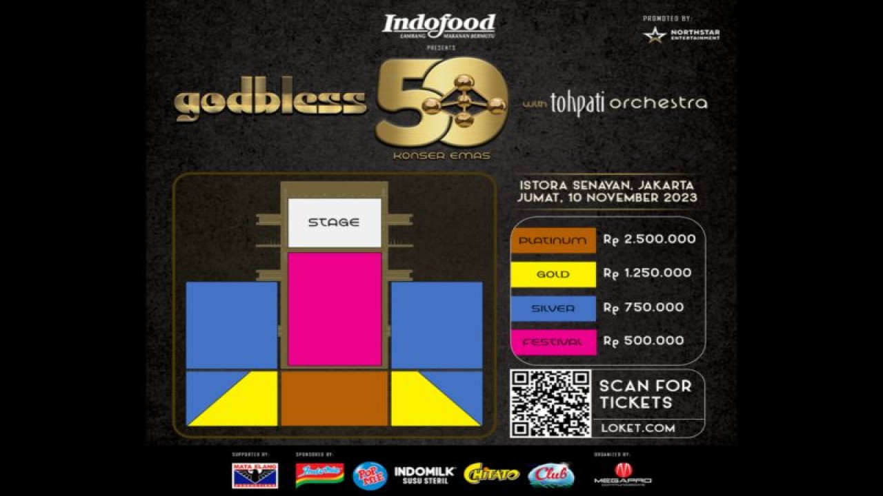 Tata letak untuk konser emas God Bless bertajuk "God Bless 50 Tahun Konser Emas with Tohpati Orchestra". (ANTARA/HO)