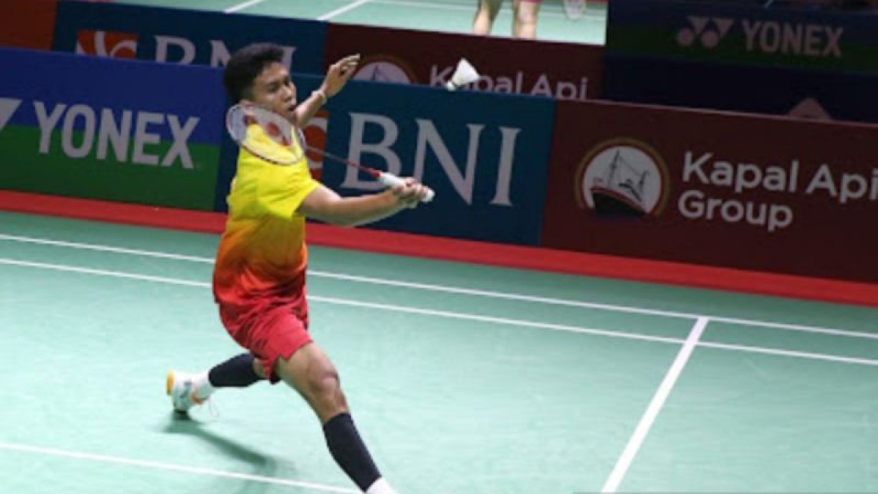 Tunggal putra Indonesia Yohanes Saut Marcellyno  saat berlaga di BNI Indonesia Masters 2023 (ANTARA/Juraidi)