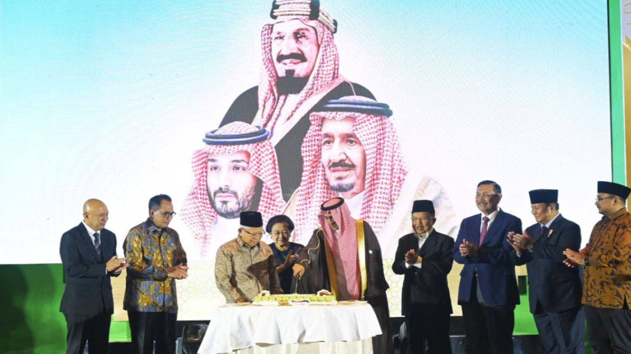 Wakil Presiden K.H. Ma’ruf Amin Menghadiri Peringatan National Day ke-93 Kerajaan Arab Saudi di Grand Ballroom Raffles Hotel, Kuningan, Jakarta Selatan, Senin (25/9/2023).