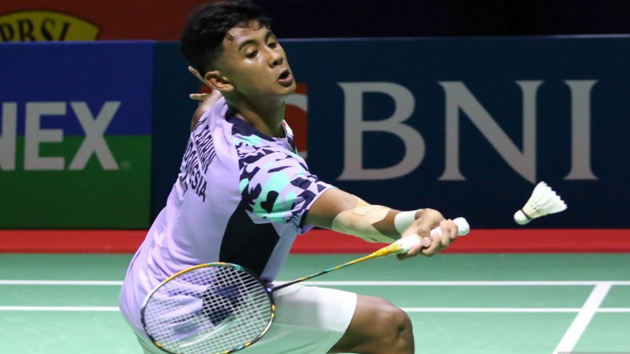 Pebulu tangkis tunggal putra Indonesia Alwi Farhan. ANTARA FOTO/Yudi/tom.