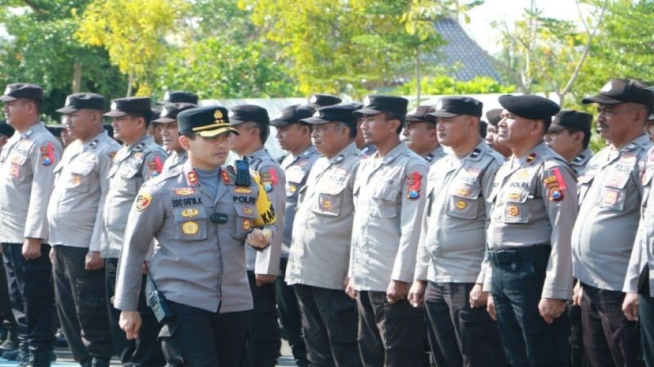 Apel pengamanan Pemilu 2024 di Mapolres Sumenep. (ANTARA/ HO-Polres Sumenep)