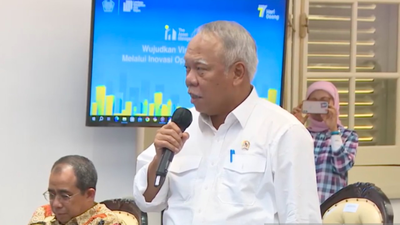 Tangkapan layar - (Arsip) Menteri Pekerjaan Umum dan Perumahan Rakyat Basuki Hadimuljono di Jakarta, Selasa (18/10/2023). (ANTARA/HO-Kementerian PUPR)