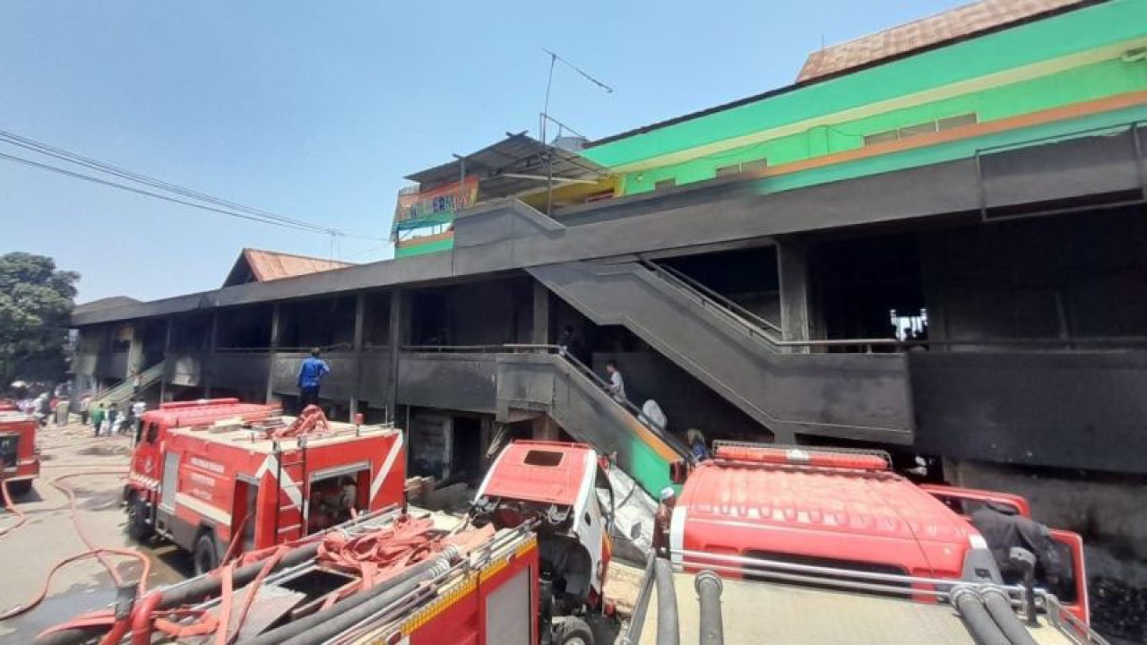 Kondisi Pasar Leuwiliang, Kabupaten Bogor, Jawa Barat, setelah terbakar pada 27 September 2023. (ANTARA/HO-Humas Pemkab Bogor)
