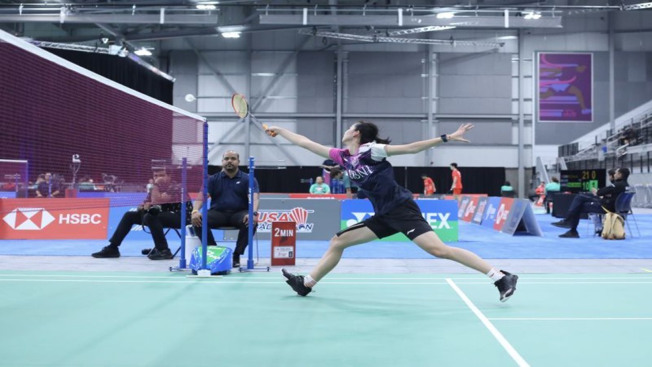 Pebulu tangkis tunggal putri Indonesia Chiara Marvella Handoyo saat berlaga di Spokane, Washington, Amerika Serikat dalam ajang BWF World Junior Championships 2023, Jumat (6/10/2023). ANTARA/HO-PBSI