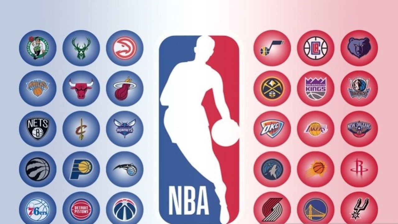 Ilustrasi liga bola basket Amerika Serikat, NBA, dan 30 tim pesertanya. (ANTARA/Gilang Galiartha)